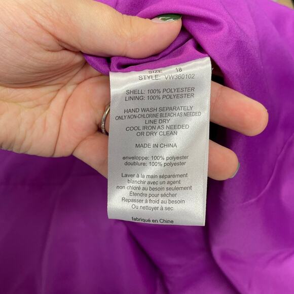 White by Vera Wang SZ 18 Amethyst Purple Strapless Ruffled Formal Chiffon Waves - Picture 8 of 11